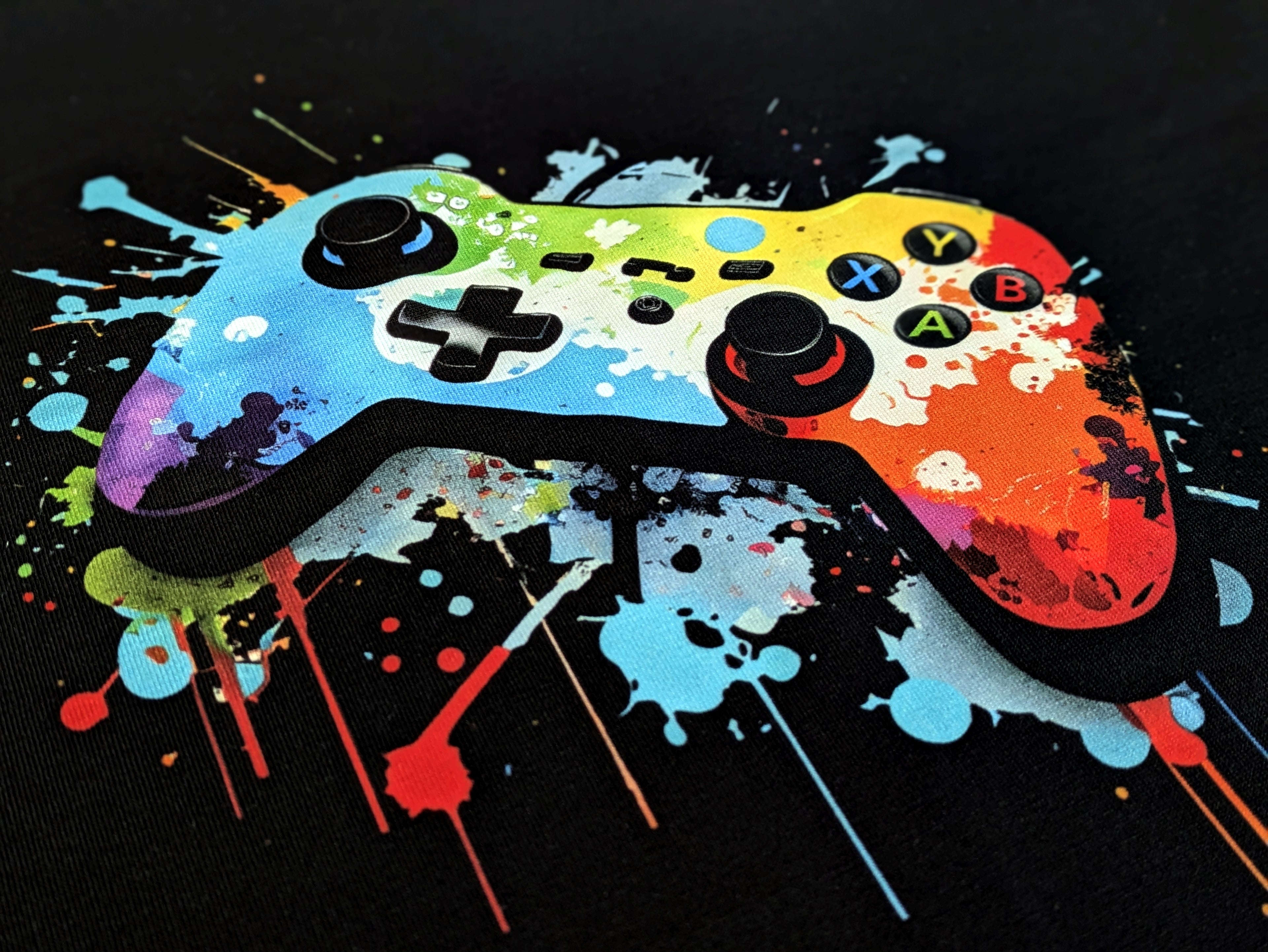 Eigenproduktion Baumwolljersey Panel + Kombi Gameplay Gamecontroller Schwarz Bunt 65 x 165 cm