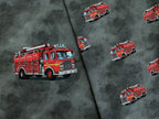 Eigenproduktion Baumwolljersey Panel + Kombi Feuerwehr auf Grau 70 x 165 cm