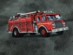 Eigenproduktion Baumwolljersey Panel + Kombi Feuerwehr auf Grau 70 x 165 cm