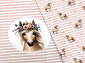 Self-produced Cotton Jersey Panel Horse Flower Pony on Stripes Butterfly Light Pink
