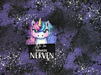 In-house production Organic French Terry Unicorn Not for the Faint of Heart on Purple approx. 65 x 165
