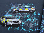 Eigenproduktion French Terry Panel Polizei Verkehr Blau  ca. 65 x 165 cm