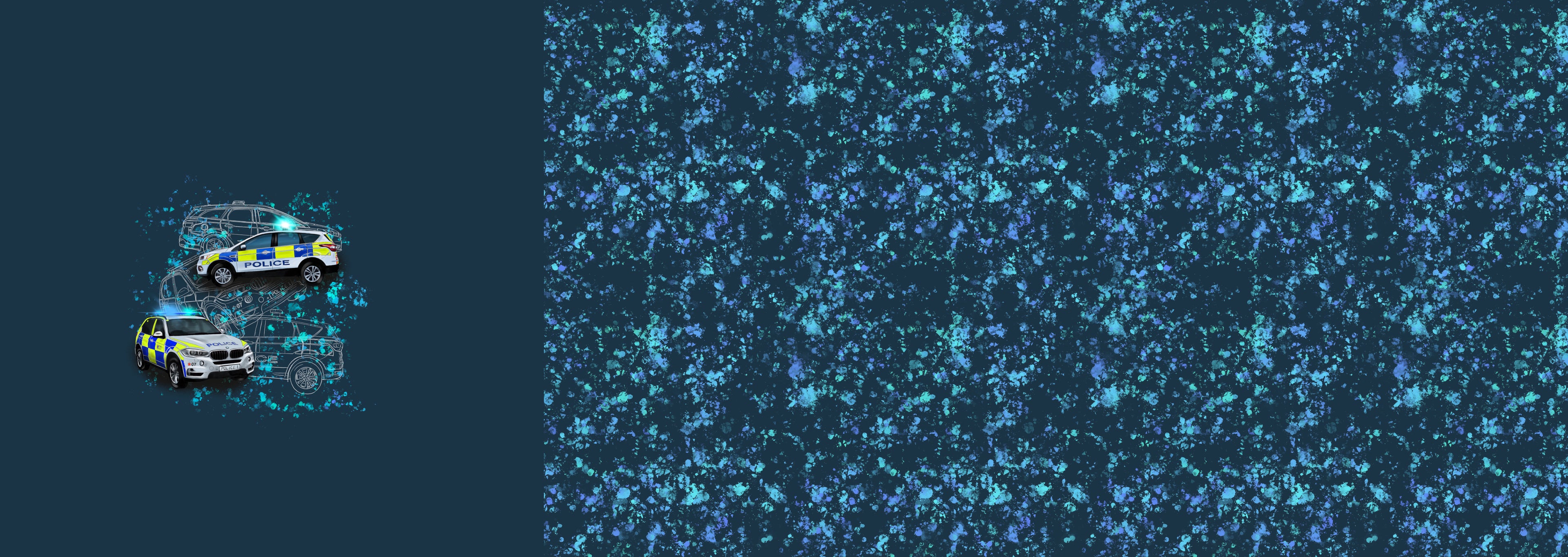 Eigenproduktion French Terry Panel Polizei Verkehr Blau  ca. 65 x 165 cm