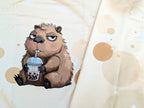 Eigenproduktion French Terry Bubble Tea Capybara 75 x 165 cm