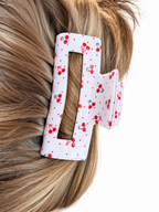 Haarspange mit Kirschen und Schleife 8 cm
