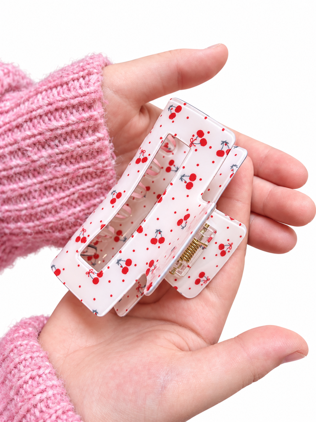 Haarspange mit Kirschen und Schleife 8 cm