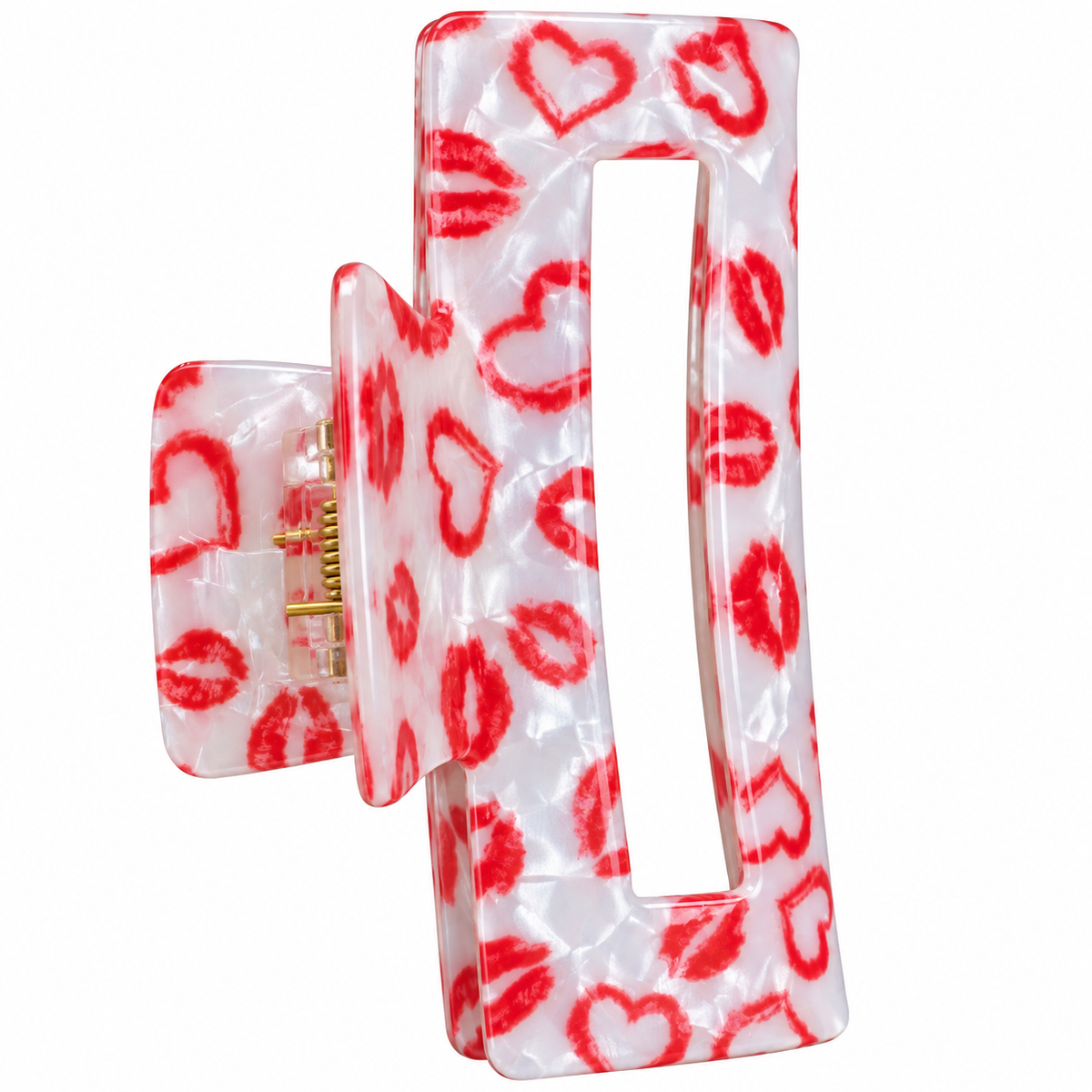 Haarspange mit Herzen und Lippen 8,5 cm