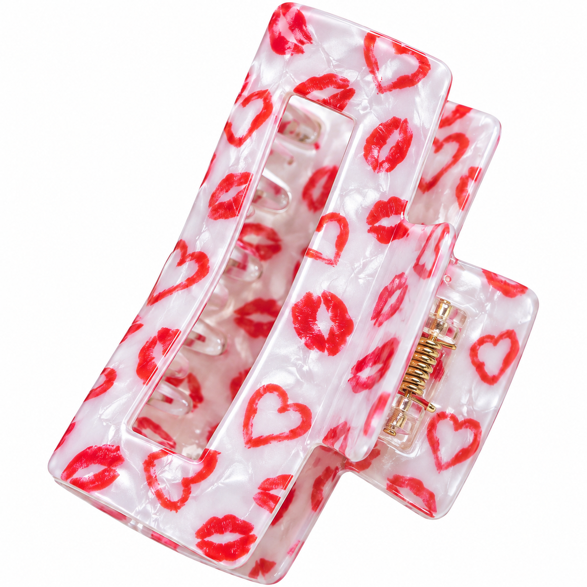 Haarspange mit Herzen und Lippen 8,5 cm