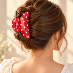 Rote Haarspange mit Herzmuster 10,5 cm