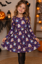 Eigenproduktion Baumwolljersey Gruselige Kleine Geister Halloween Lila