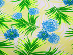 Crêpe Chiffon Flowers & Palm Leaves Yellow Light Green