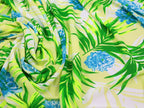 Crêpe Chiffon Flowers & Palm Leaves Yellow Light Green