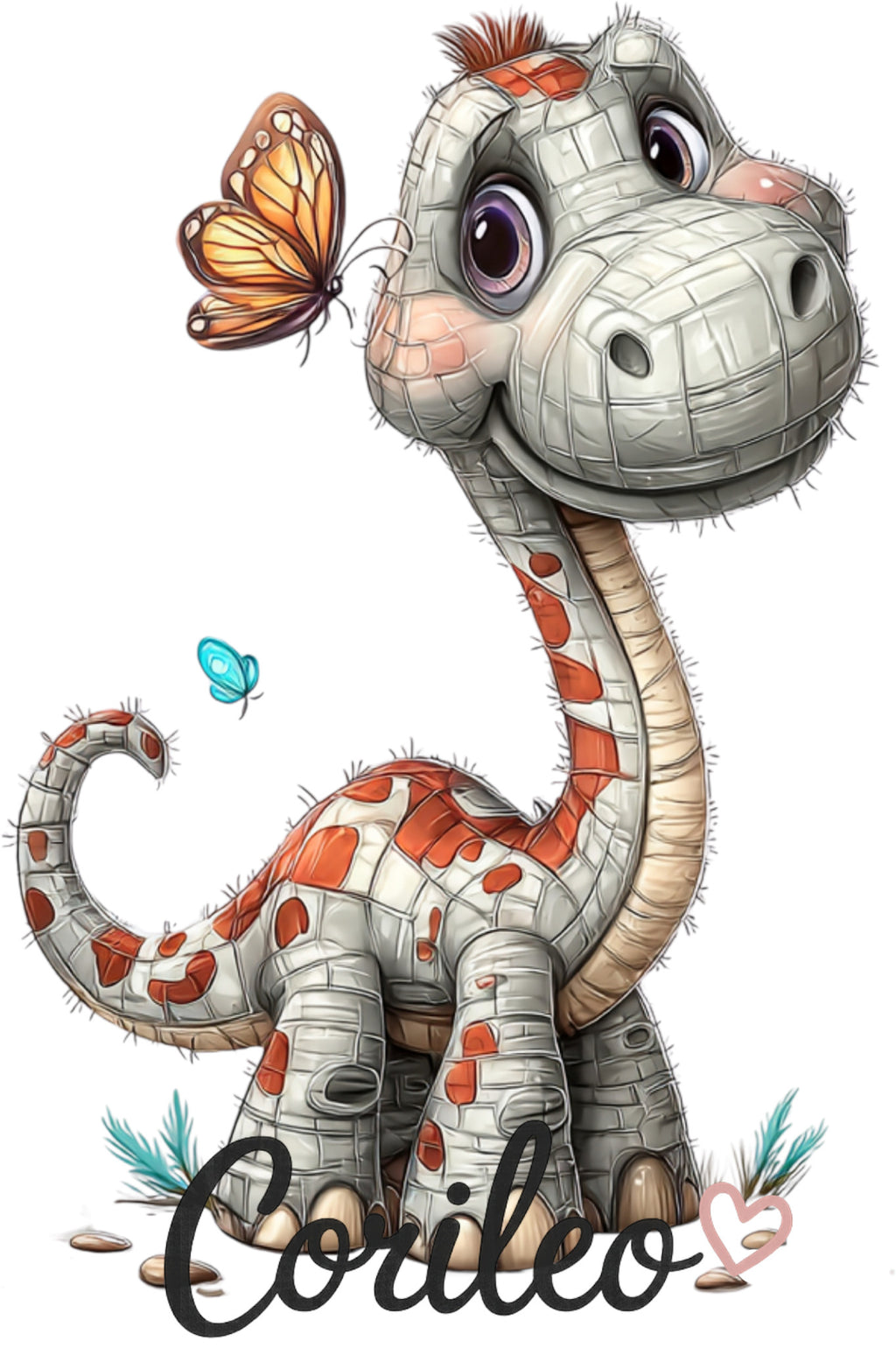 Bügelbild Dino Grau