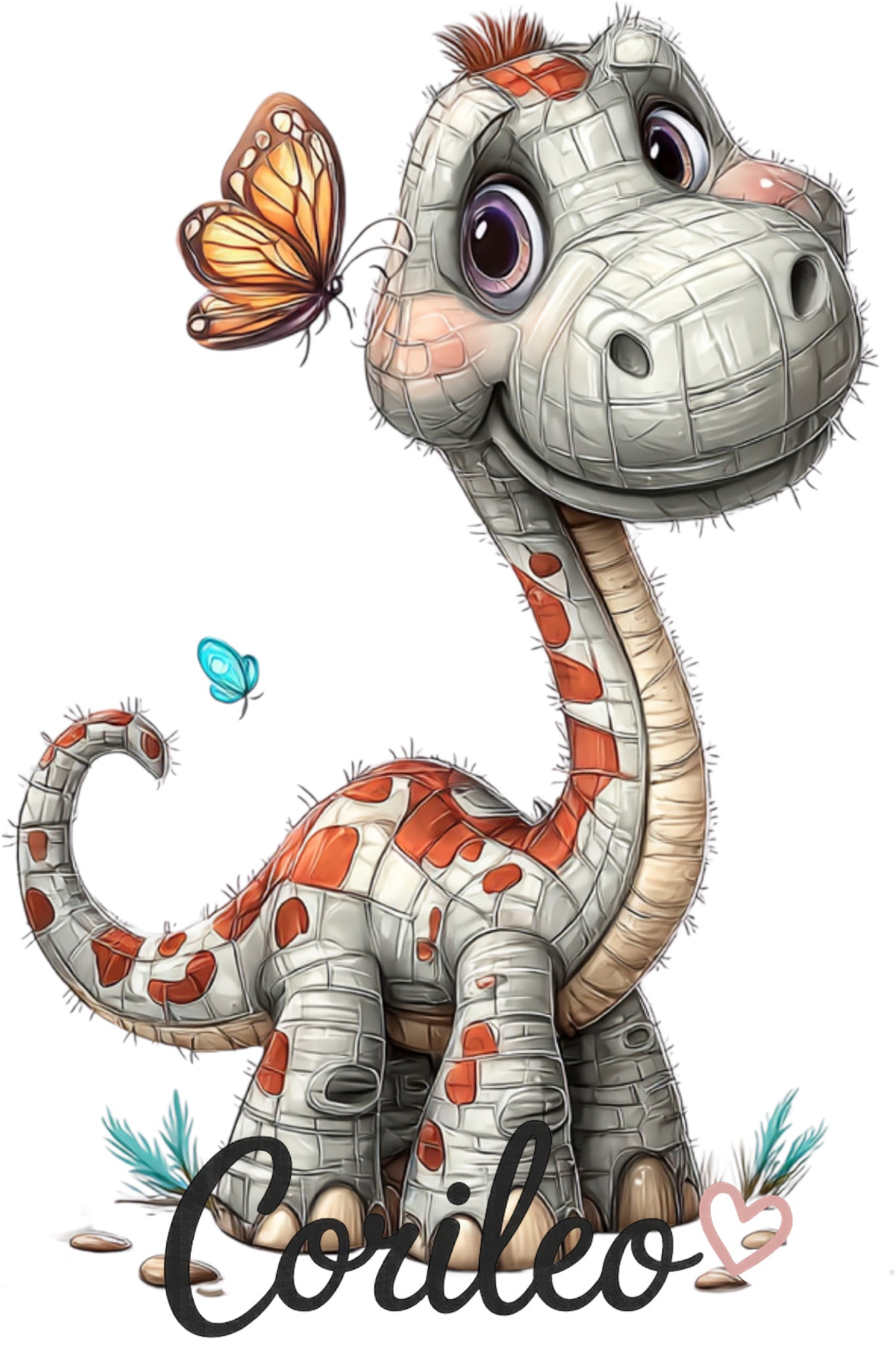 Bügelbild Dino Grau