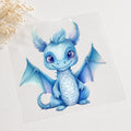 Iron-on patch dragon light blue