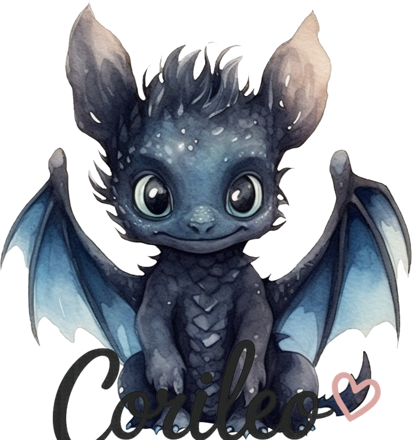 Bügelbild Drache Nachtblau