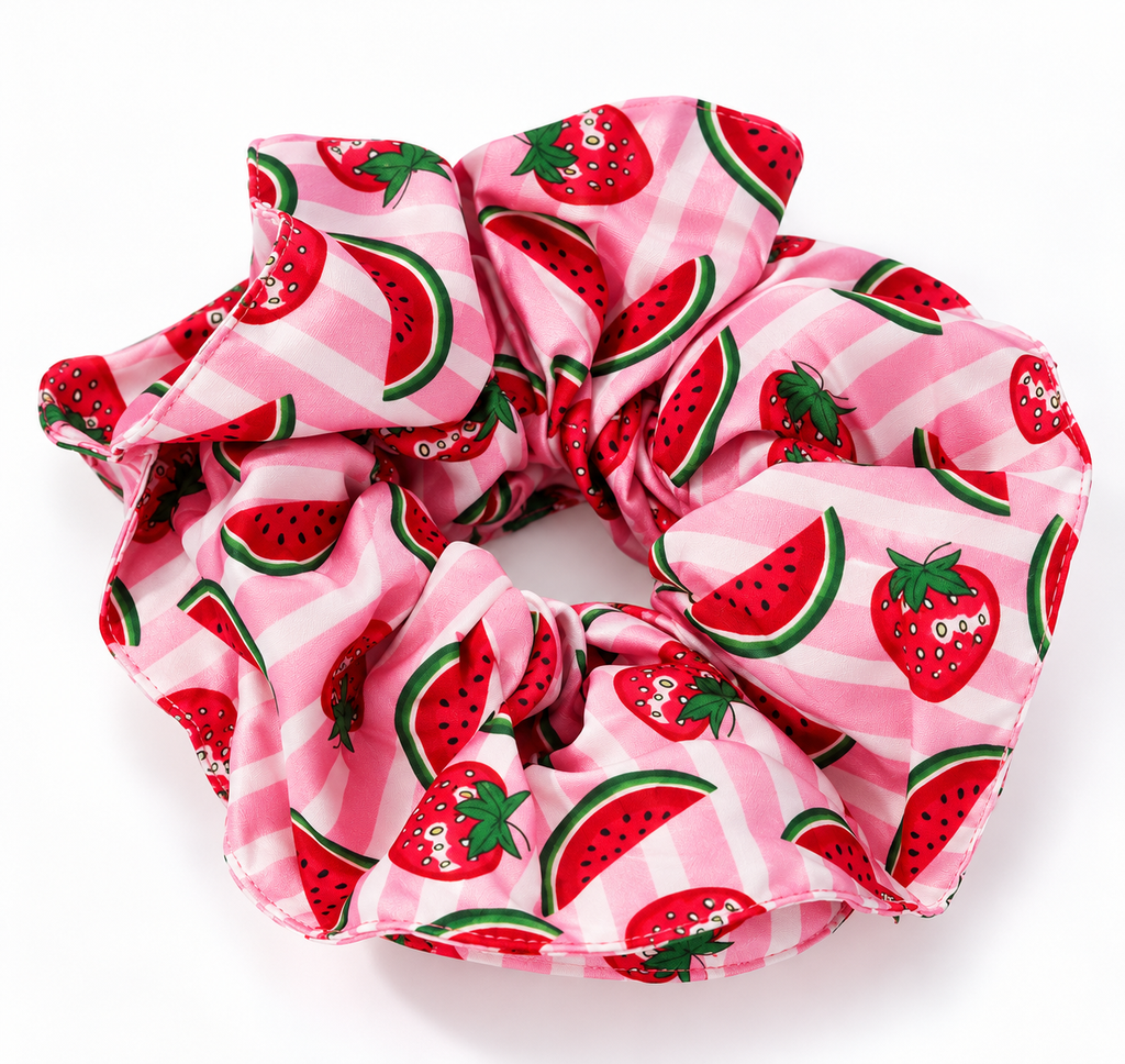 Gestreiftes Haargummi mit Wassermelonenmuster 12 cm