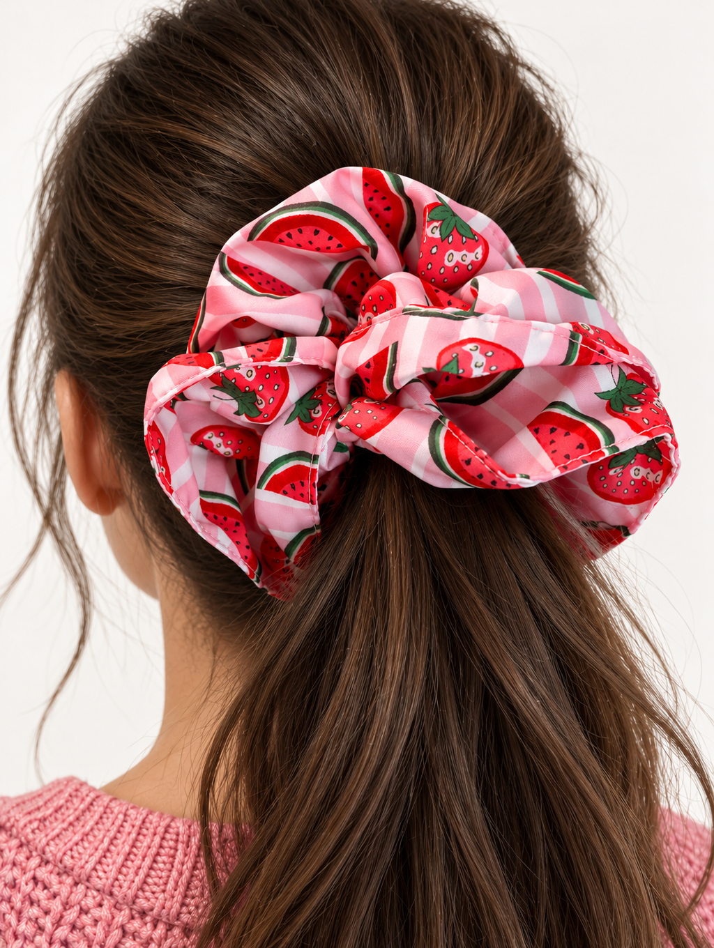 Gestreiftes Haargummi mit Wassermelonenmuster 12 cm