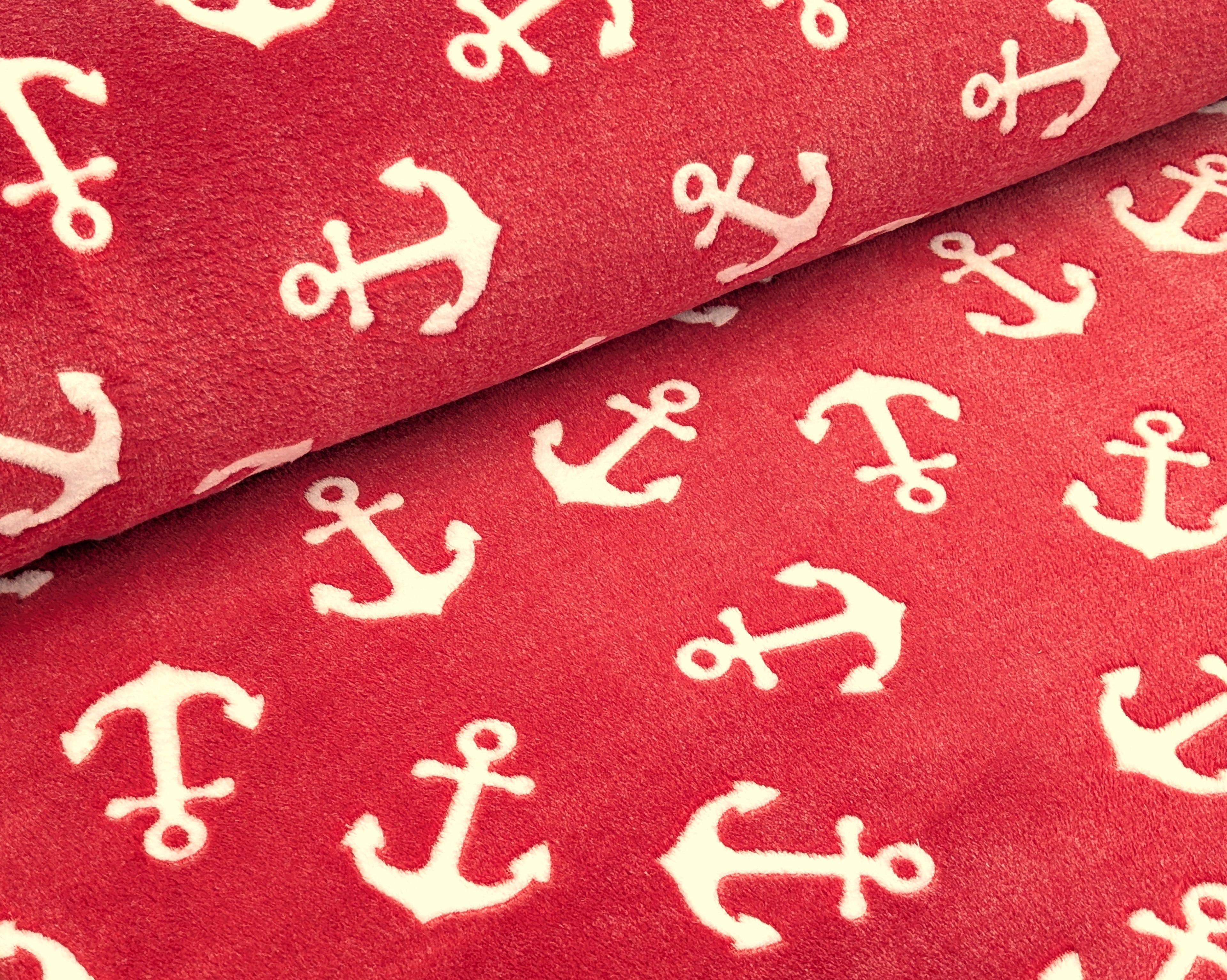 Jacquard Fleece Anchors on Red