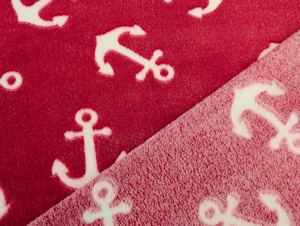 Jacquard Fleece Anchors on Red