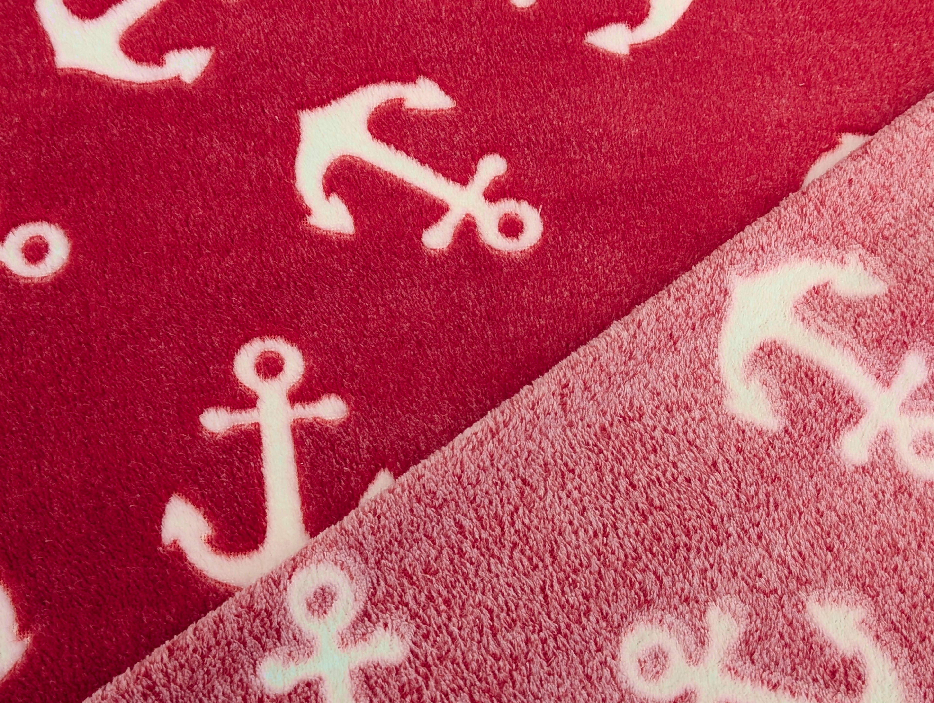 Jacquard Fleece Anchors on Red