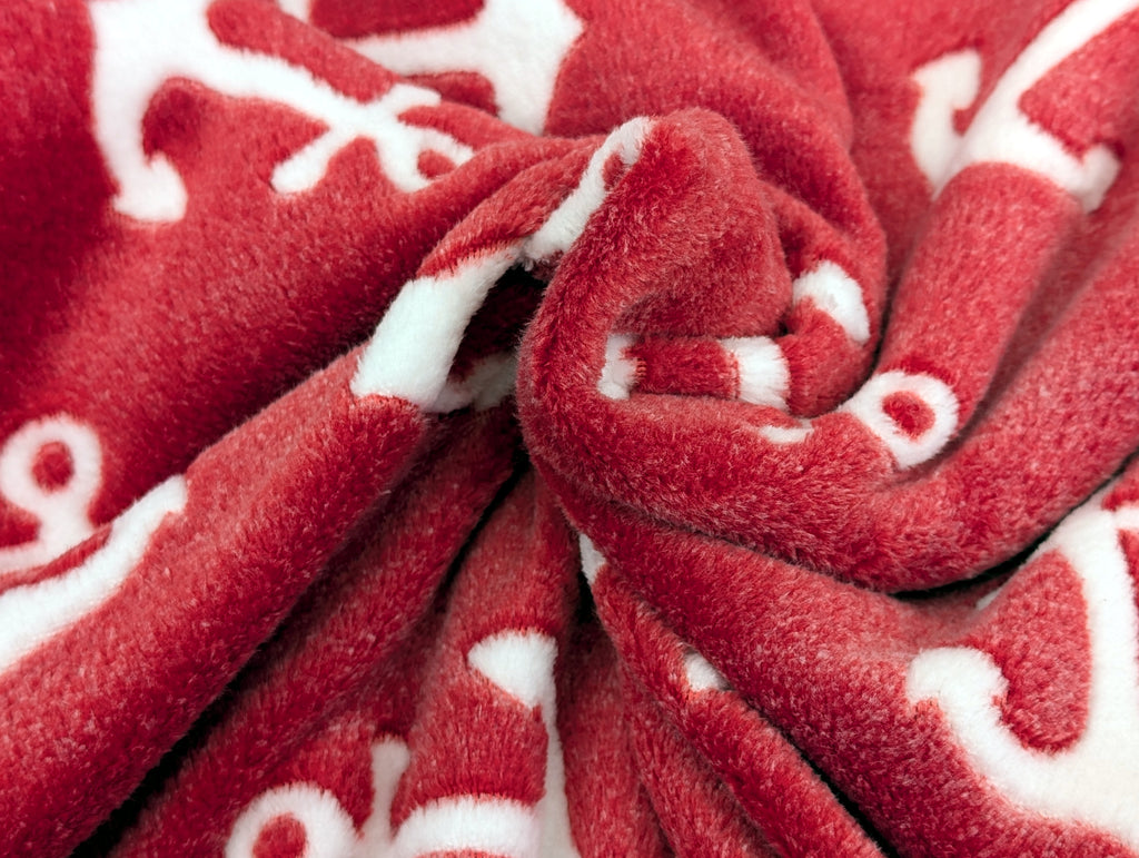Jacquard Fleece Anchors on Red