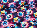 In-house Production French Terry Glowing Smileys on Black