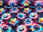 In-house Production French Terry Glowing Smileys on Black