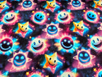 In-house Production French Terry Glowing Smileys on Black
