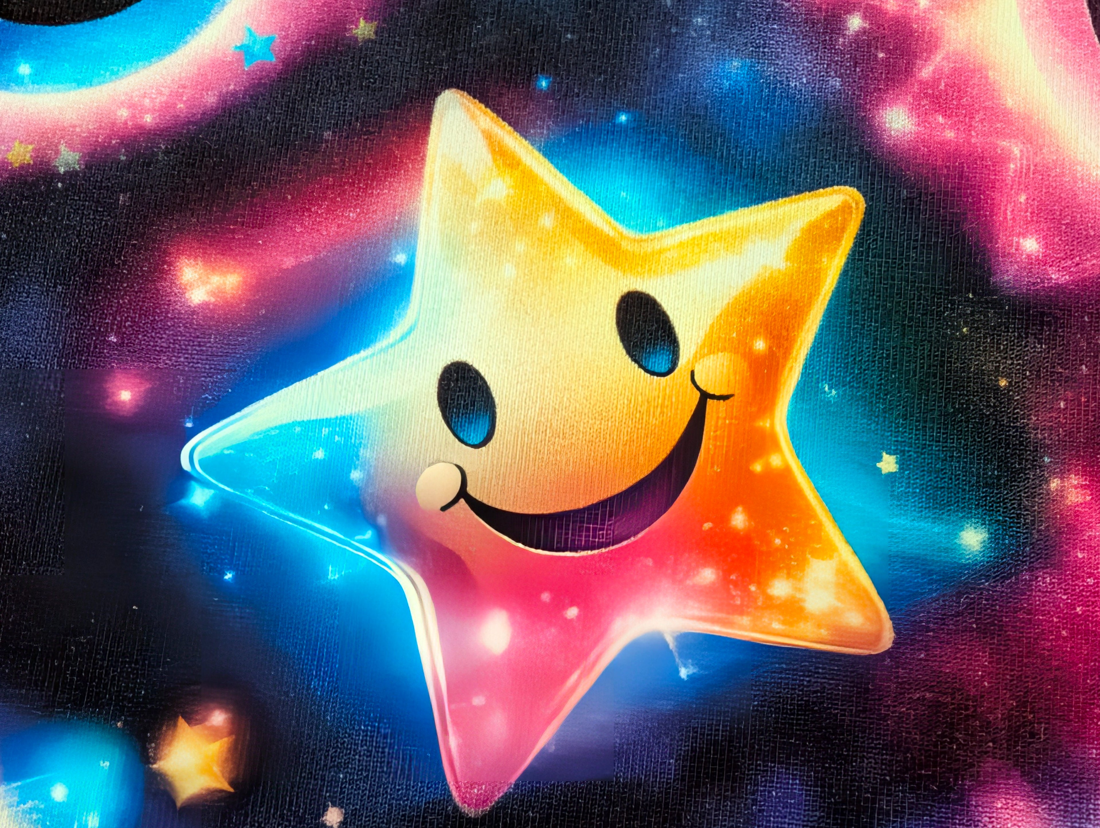 In-house Production French Terry Glowing Smileys on Black