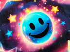In-house Production French Terry Glowing Smileys on Black