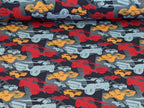 French Terry Digital Fast & Furi Cars on Grey