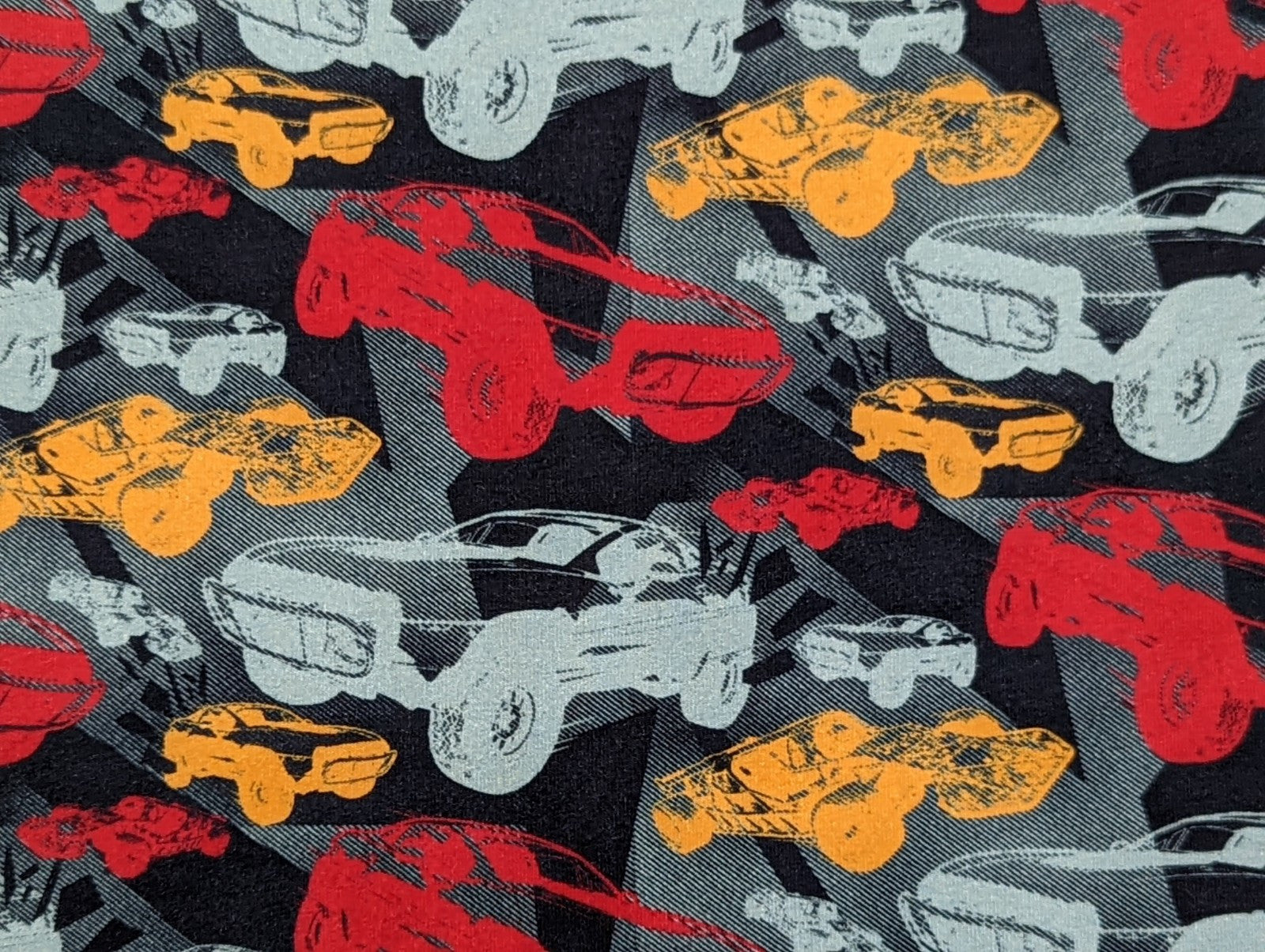 French Terry Digital Fast & Furi Cars on Grey