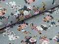 French Terry Large Floral Print on Light Grey Heather