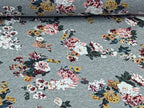 French Terry Large Floral Print on Light Grey Heather
