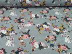 French Terry Large Floral Print on Light Grey Heather