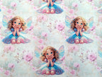 In-house Production French Terry Enchanting Fairy with Flowers on Cream White