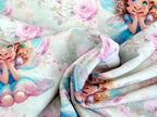 In-house Production French Terry Enchanting Fairy with Flowers on Cream White