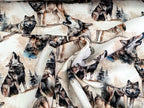 In-house Production French Terry Wolves in the Woods on Gray/White