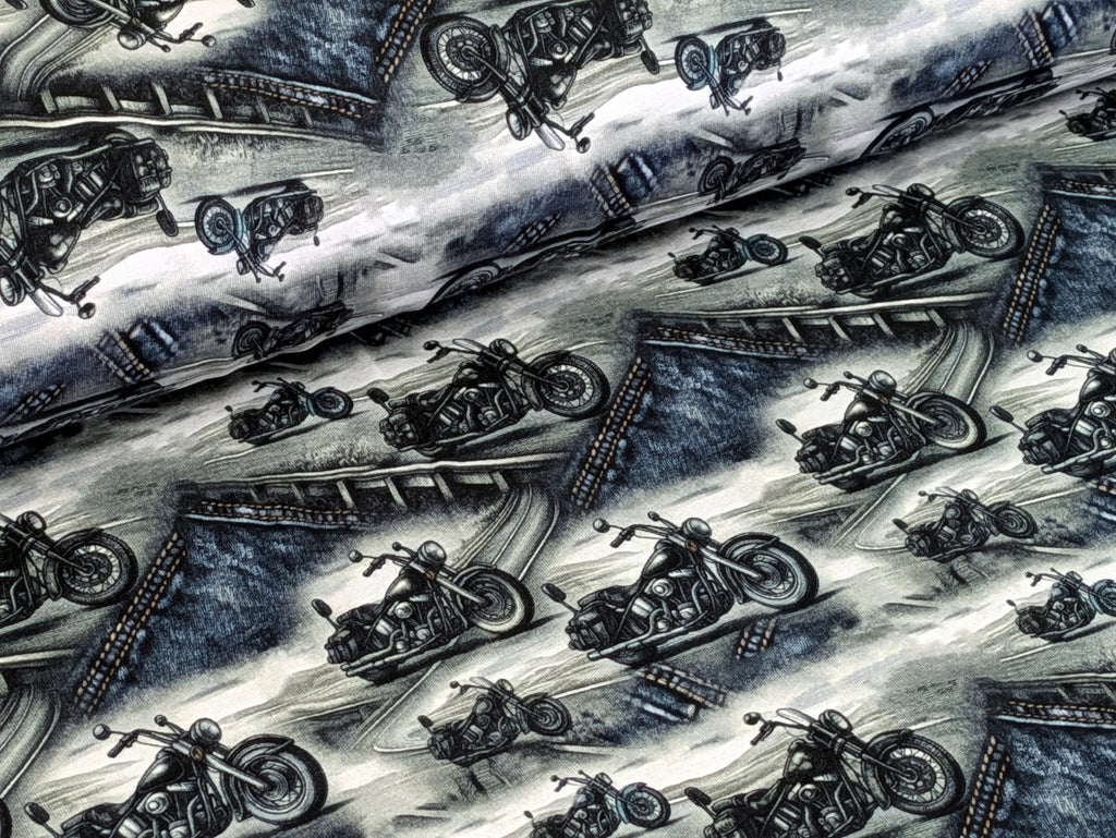French Terry Street Motorcycle on Jeans/Grey