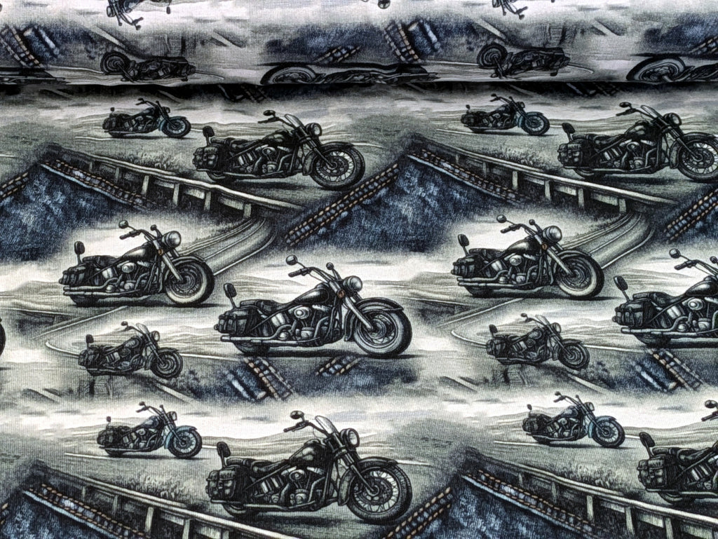 French Terry Street Motorcycle on Jeans/Grey