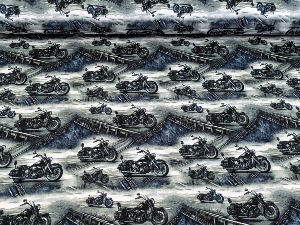 French Terry Street Motorcycle on Jeans/Grey
