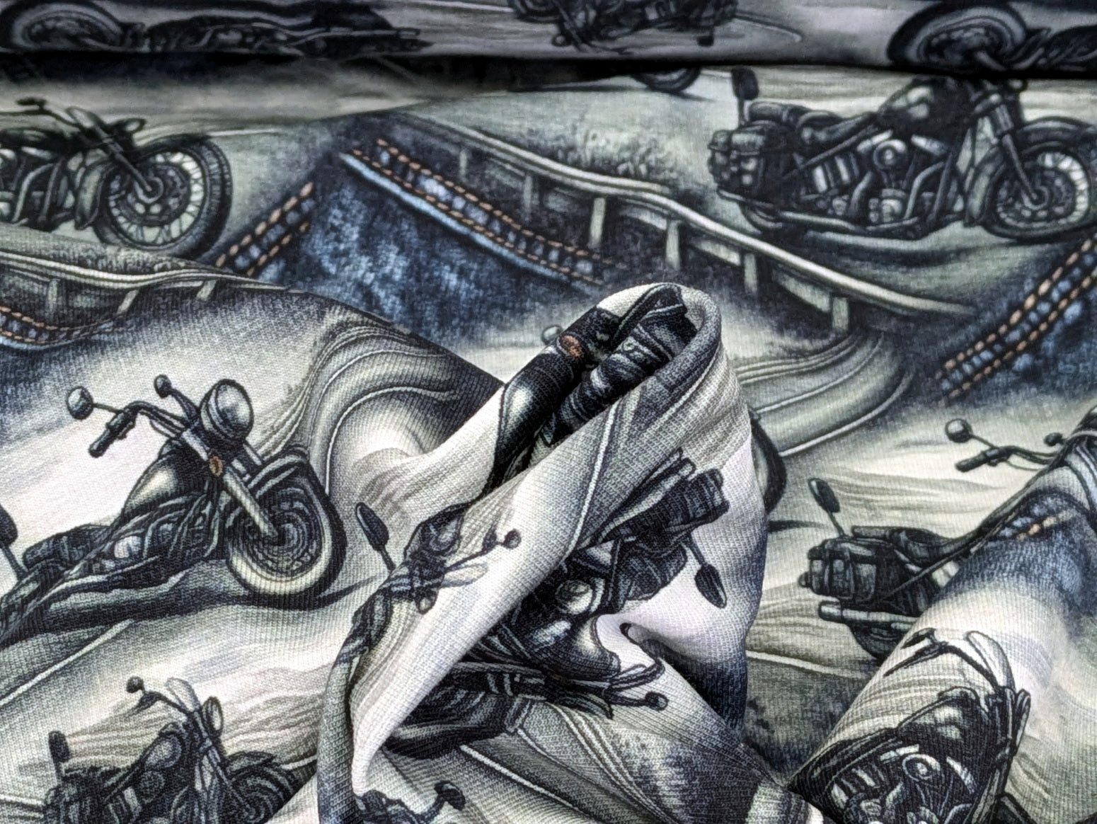 French Terry Street Motorcycle on Jeans/Grey