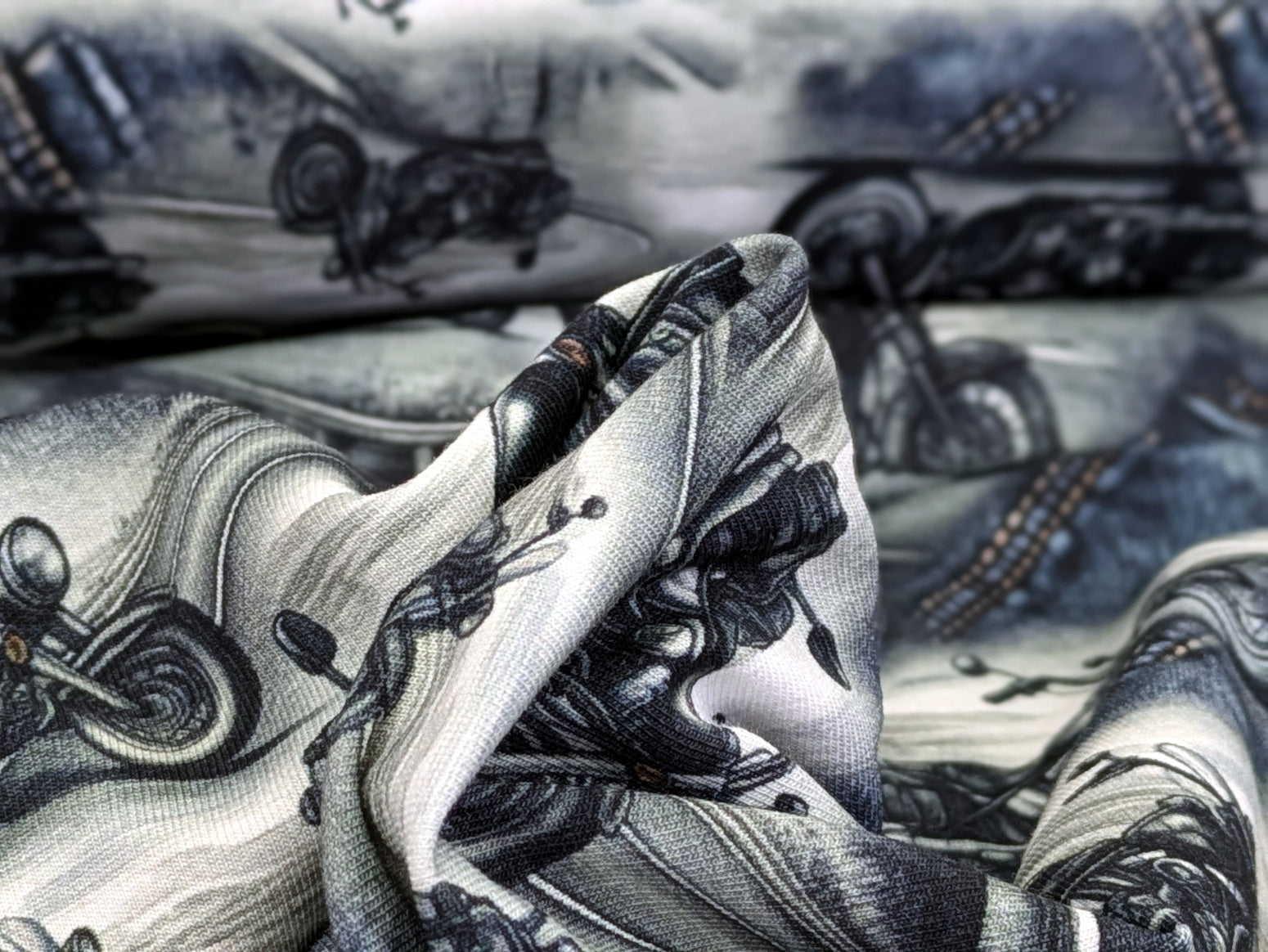 French Terry Street Motorcycle on Jeans/Grey