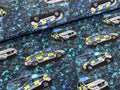 Eigenproduktion French Terry Polizei Verkehr Blau