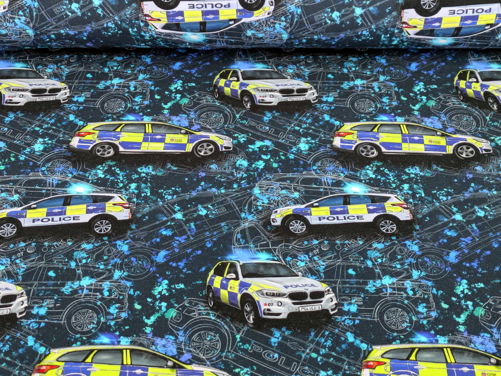 Eigenproduktion French Terry Polizei Verkehr Blau