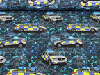 Eigenproduktion French Terry Polizei Verkehr Blau