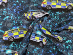Eigenproduktion French Terry Polizei Verkehr Blau