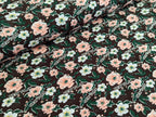 French Terry Everything is possible Blumen auf Dunkelbraun