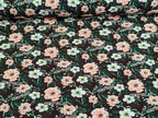 French Terry Everything is possible Blumen auf Dunkelbraun